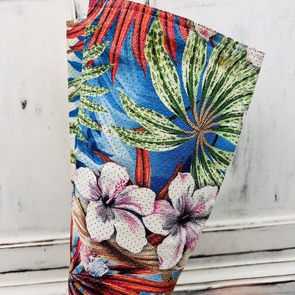 Unique JB Easos Geal Beautiful Floral Pull on Knee High Heeled Boots ~ Size 5.5 - Picture 3 of 10